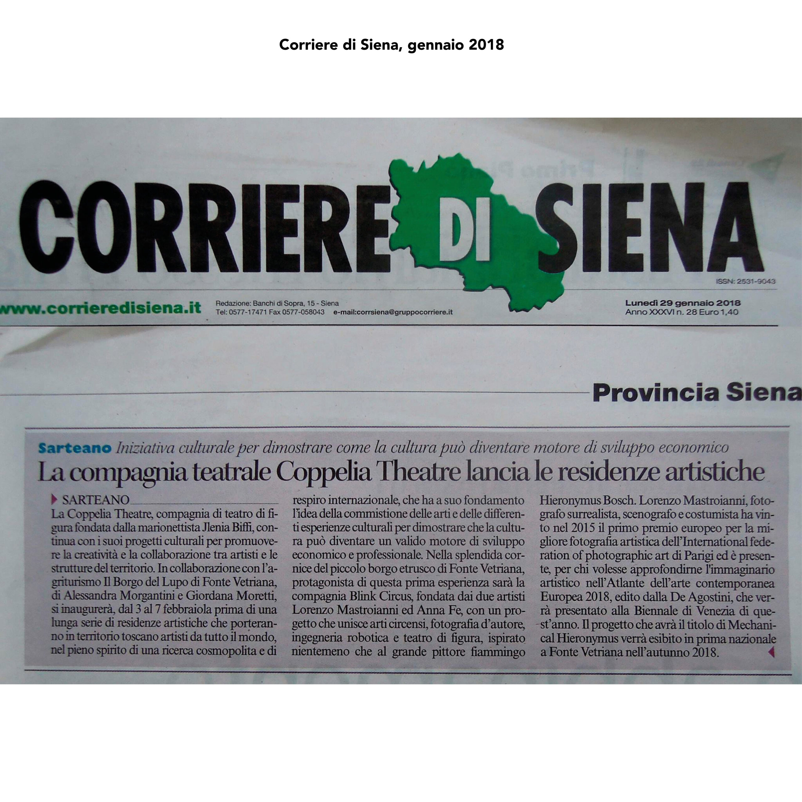 2018. corriere di siena